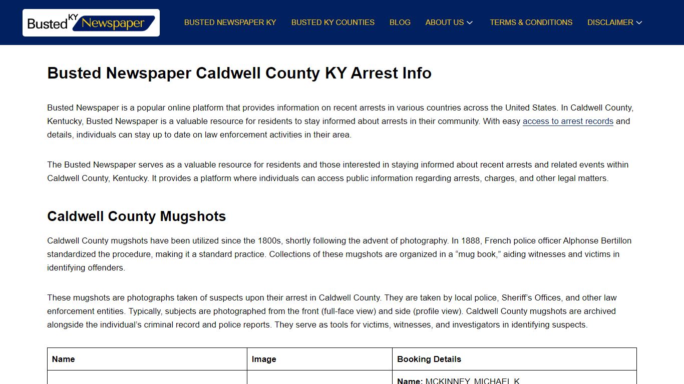 Busted Newspaper Caldwell County KY Arrest Info